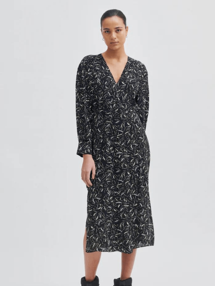 Sort Mønstret Second Female Tour Wrap Kjole XS Second Female