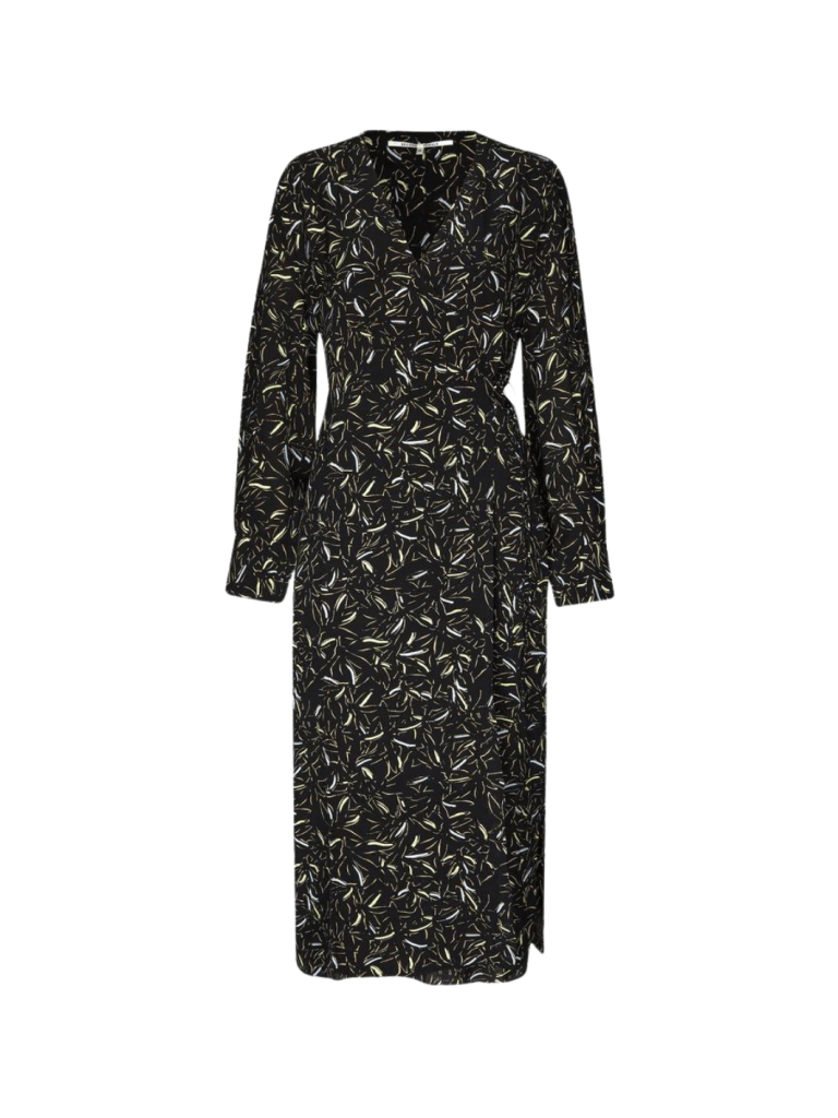 Sort Mønstret Second Female Tour Wrap Kjole XS Second Female