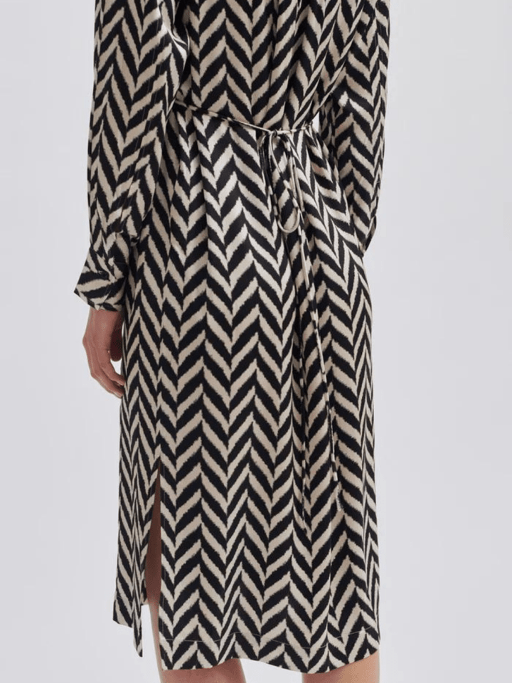 Sort - Sand Mønstret Second Female Ashlen Kjole XS Second Female