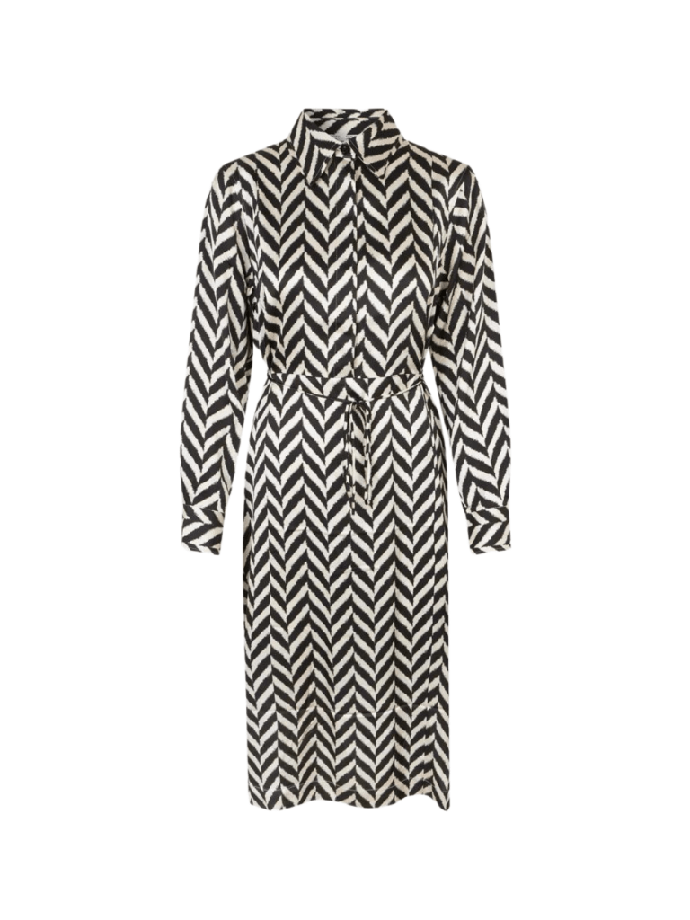 Sort - Sand Mønstret Second Female Ashlen Kjole XS Second Female