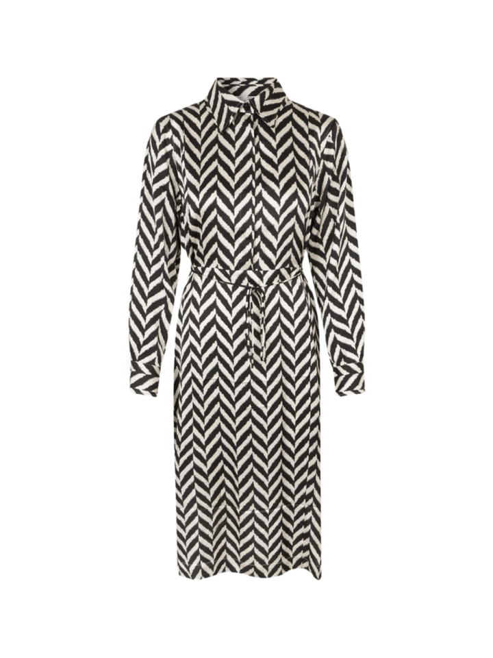 Sort - Sand Mønstret Second Female Ashlen Kjole XS Second Female