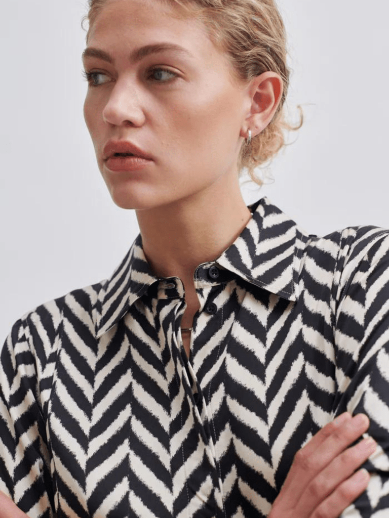 Sort - Sand Mønstret Second Female Ashlen Kjole XS Second Female