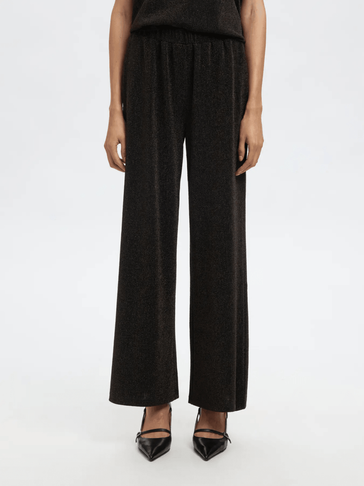 Sorte Brede Shiny Selected Femme Bukser 34/XS Selected