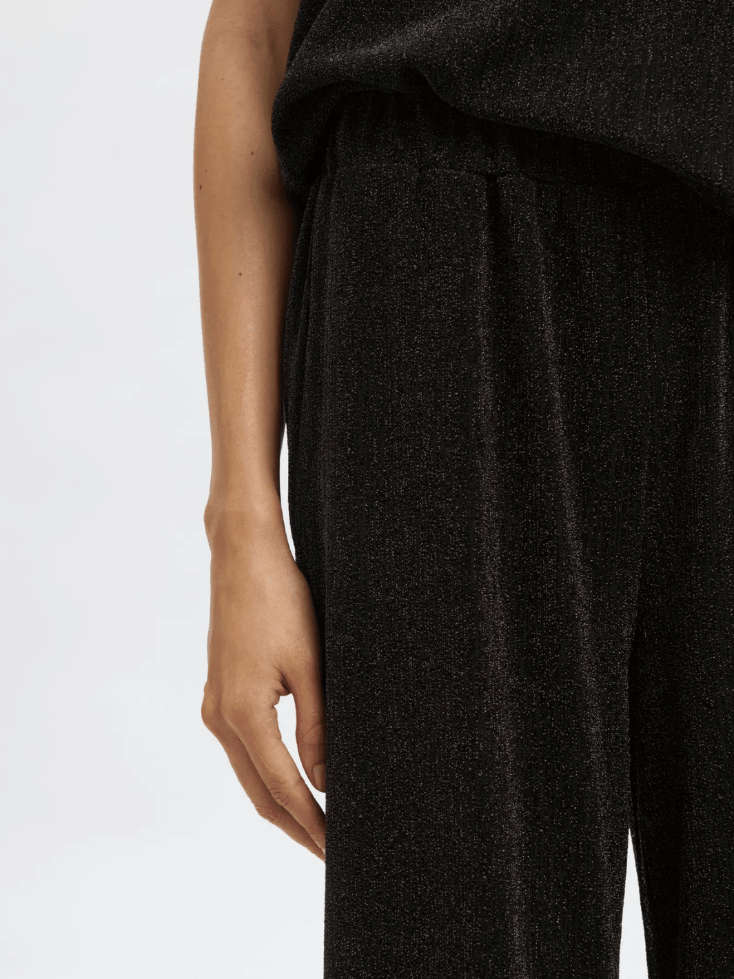 Sorte Brede Shiny Selected Femme Bukser 34/XS Selected