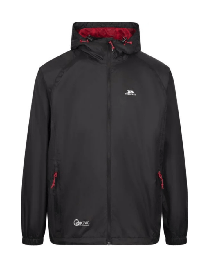 Trespass Sort Qicpac Unisex Regnjakke Sort Trespass