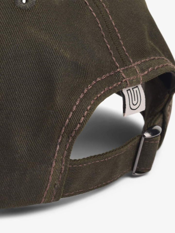 UPFRONT ENZO Japanese Worker Cap i mørk armygrøn med klassisk worker-design i 100% bomuld.