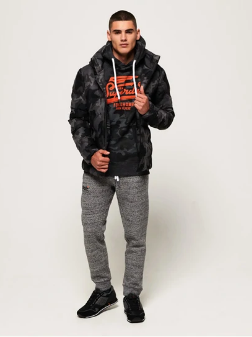 Sort/Grå  Superdry Puffer Herre Camo Jakke