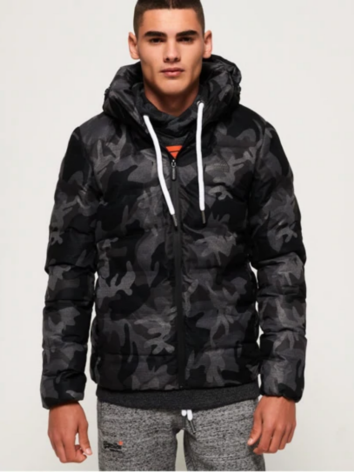 Sort/Grå  Superdry Puffer Herre Camo Jakke