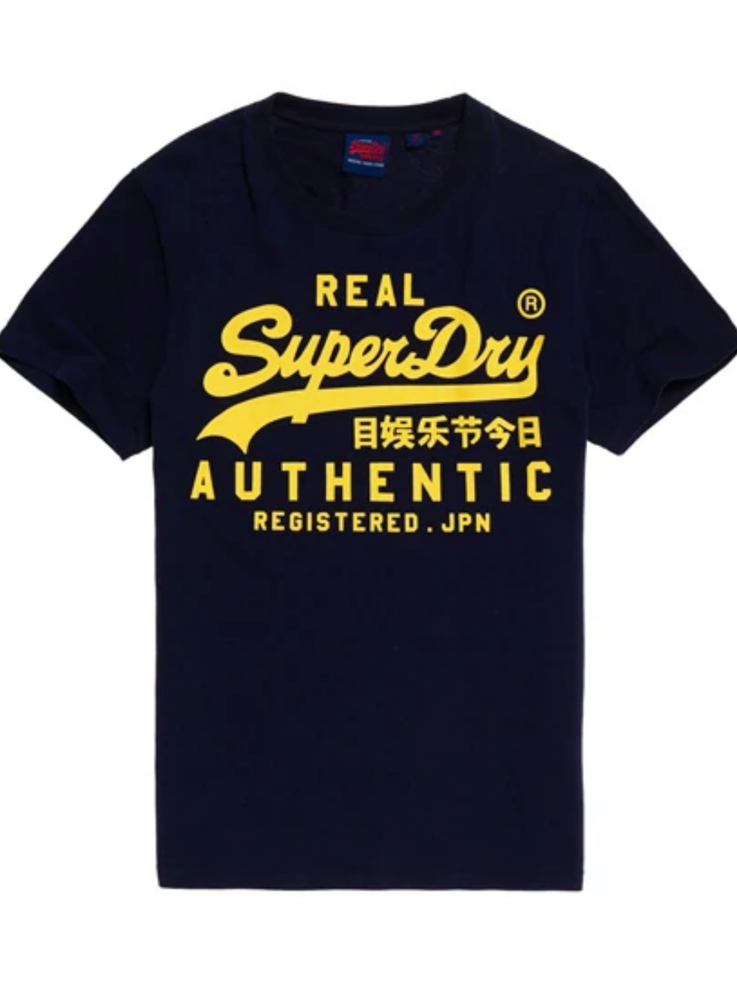 Mørkeblå Superdry T-shirt med gult logo