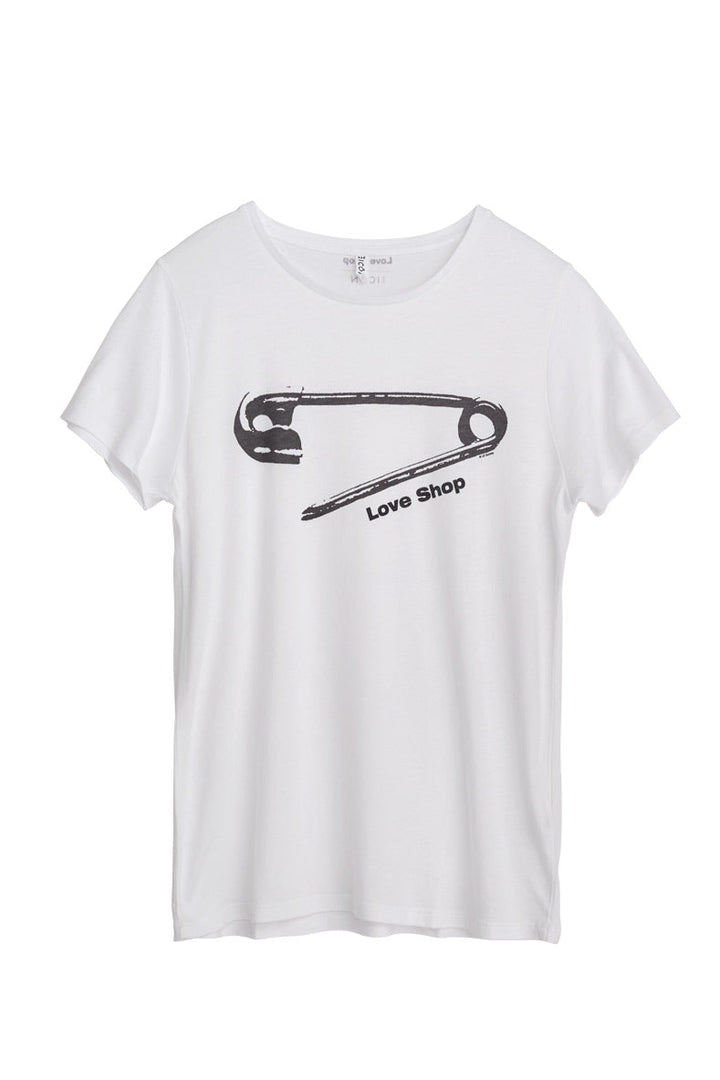 Hvid Icôn Love Shop ”Det Løse Liv” Dame T-shirt