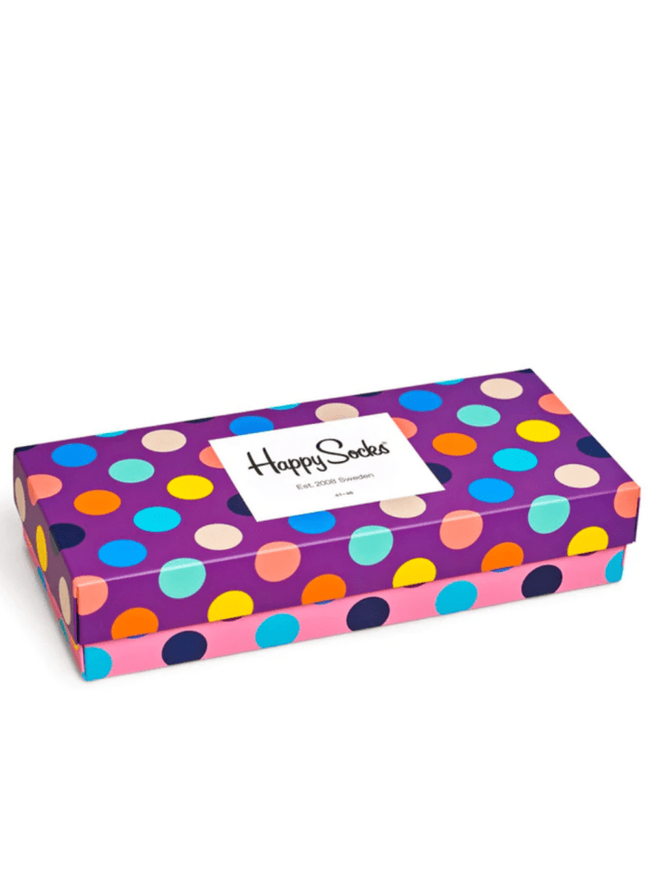 4 - Pack Prikket Happy Socks Gaveæske Til Ham 41 - 46 Happy Socks