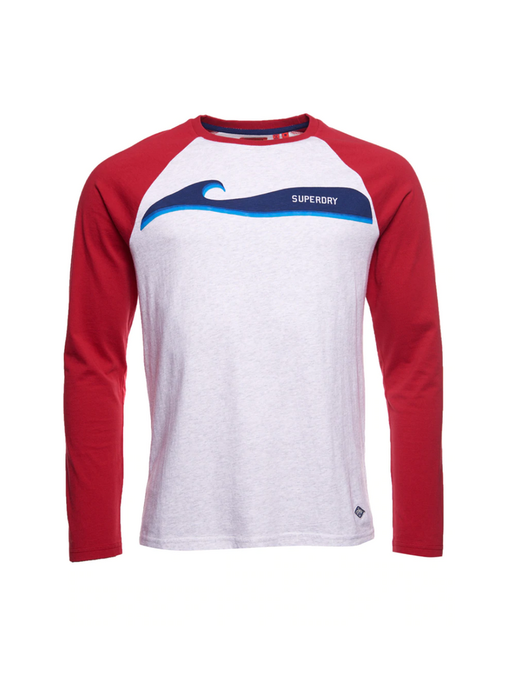 Rød-Grå Langærmet Superdry Surf Sleeve Baseball T-Shirt