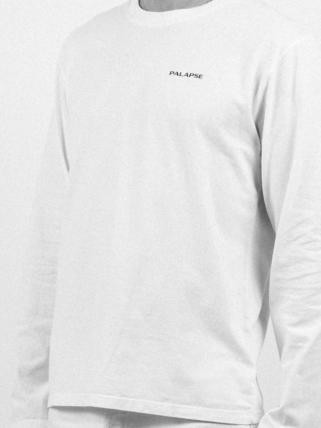 Hvid Langærmet Palapse Herre T-Shirt i Regular Fit