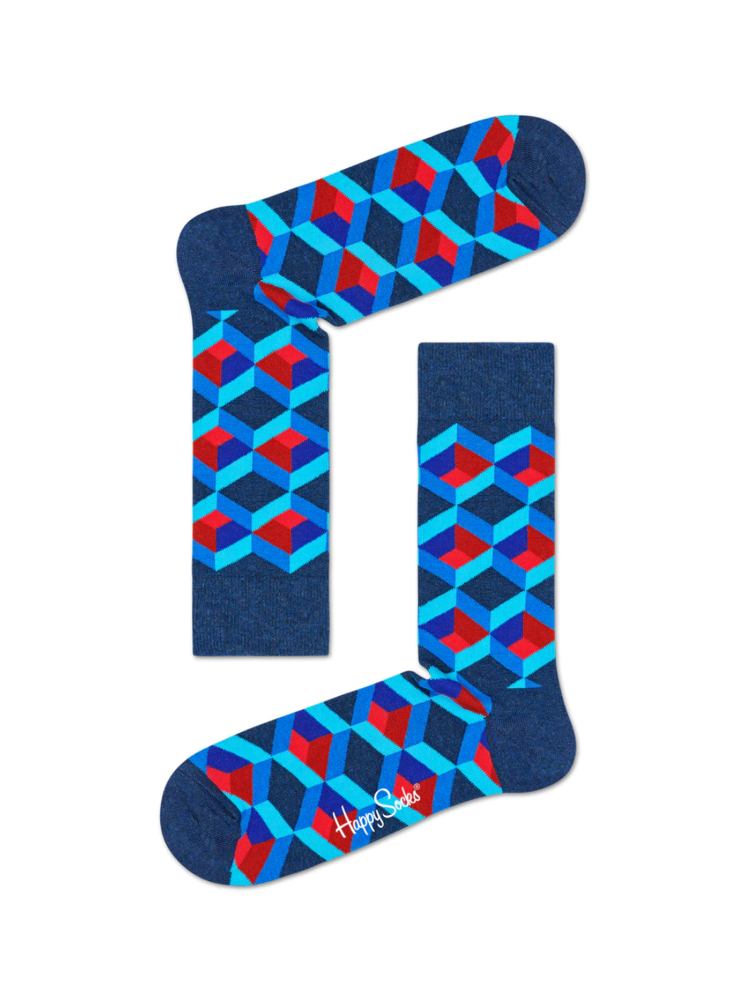 Blå Happy Socks Optic Square Sok Til Hende