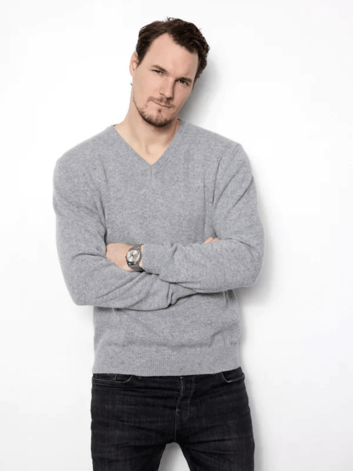 A New Story Lys grå V - Neck Lambswool Strik S A New Story