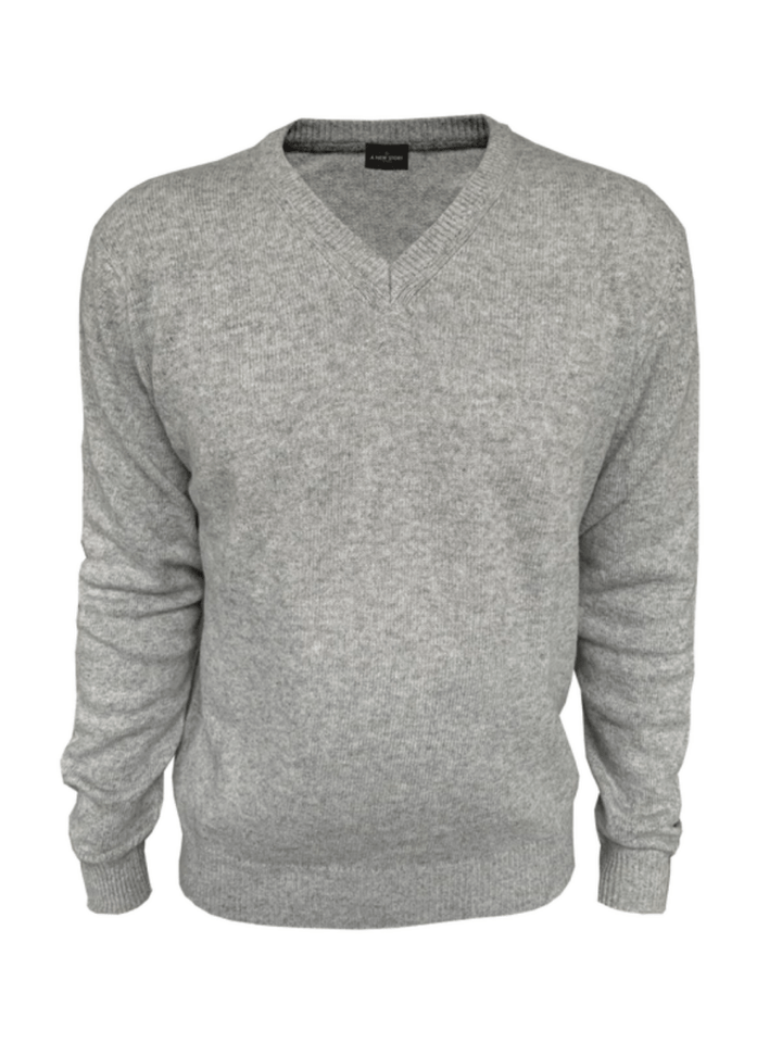 A New Story Lys grå V - Neck Lambswool Strik S A New Story