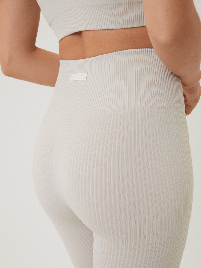 Beige Björn Borg High Waist Rib Tights S/M Björn Borg