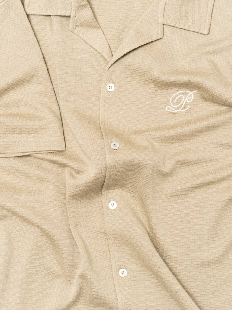 Beige Palapse Camp Collar Herre Skjorte XS Palapse