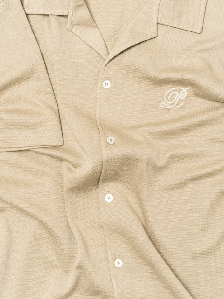 Beige Palapse Camp Collar Herre Skjorte XS Palapse