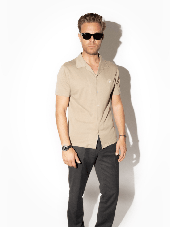 Beige Palapse Camp Collar Herre Skjorte XS Palapse