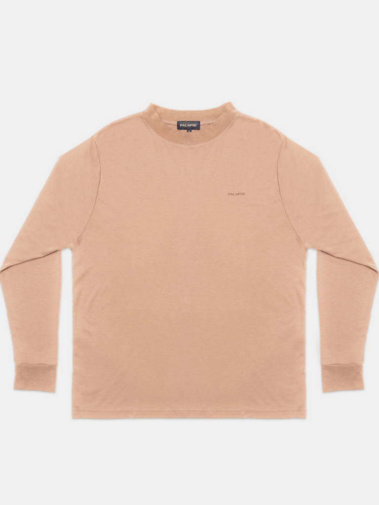 Camelfarvet Langærmet Palapse Lyocell Herre T-Shirt XS Palapse