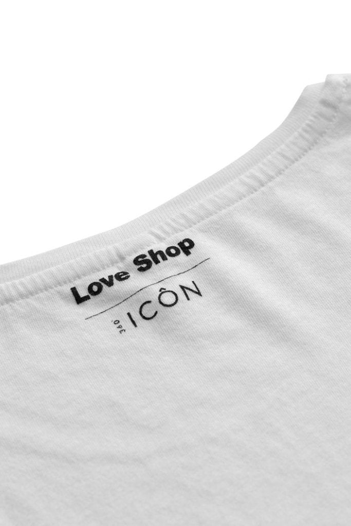Hvid Icôn Love Shop ”Det Løse Liv” Dame T-shirt XS 360° ICÔN
