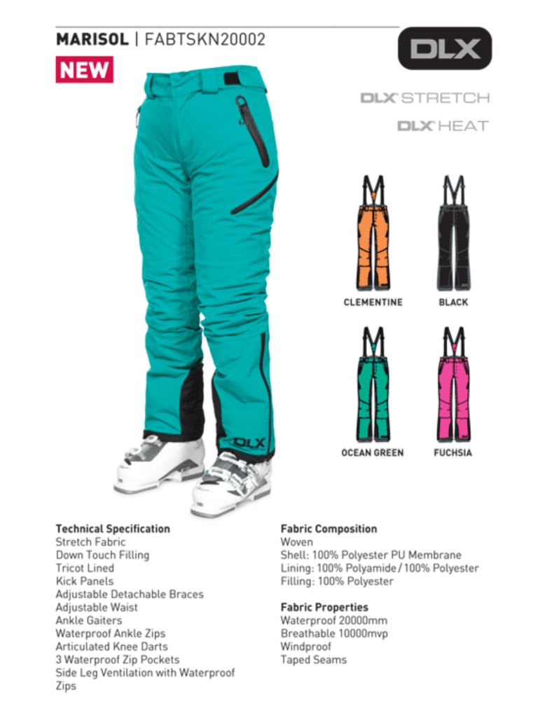 Hvid Trespass DLX Dame Skibuks Med Stretch XS Trespass