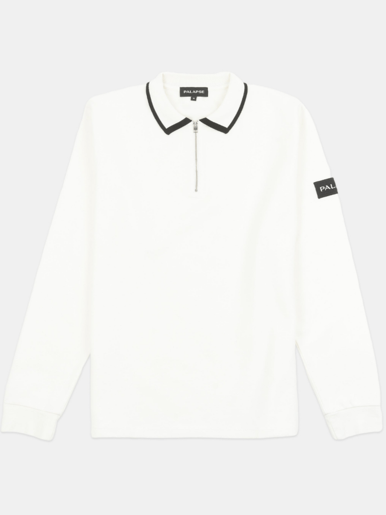 Langærmet Cremefarvet Palapse Herre Polo Med lynlås S Palapse