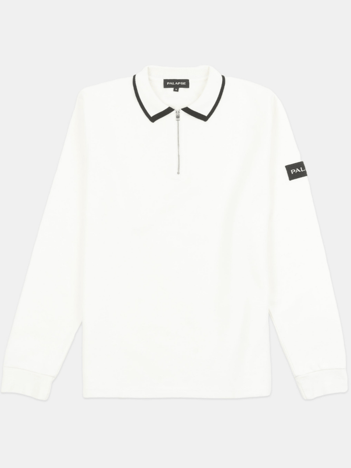 Langærmet Cremefarvet Palapse Herre Polo Med lynlås S Palapse