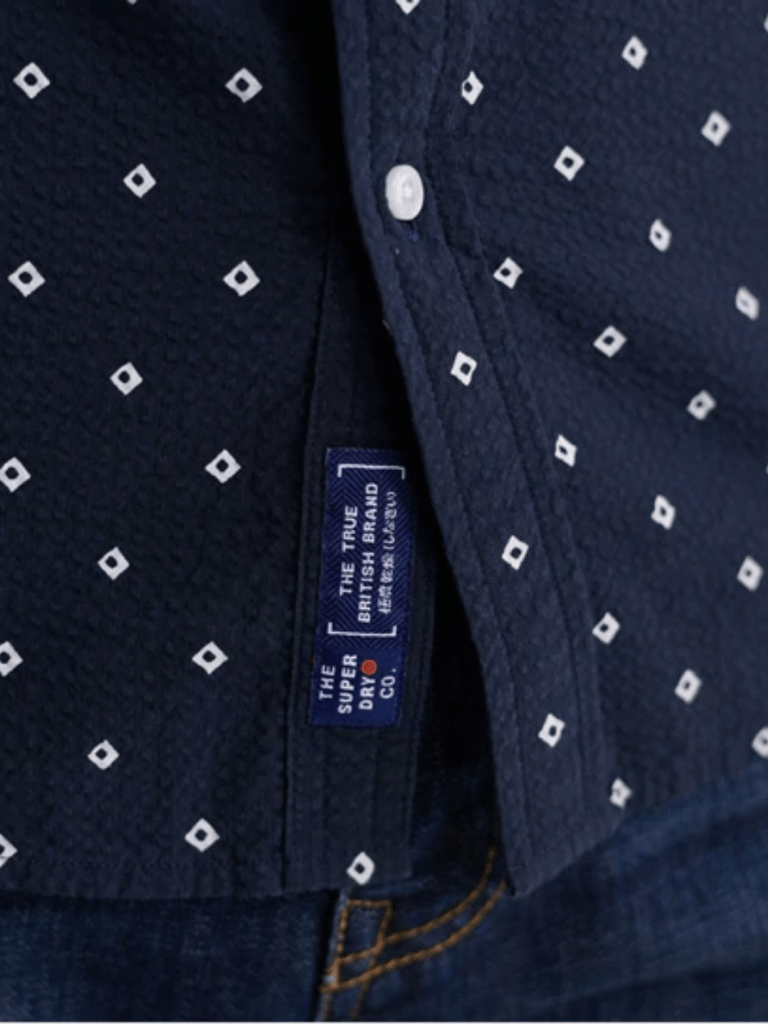 Mørkeblå Kortærmet Mønstret Superdry Skjorte S Superdry