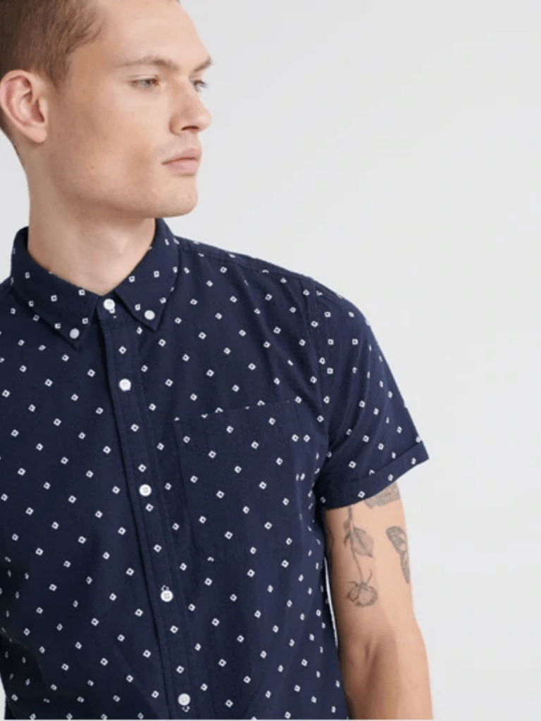 Mørkeblå Kortærmet Mønstret Superdry Skjorte S Superdry
