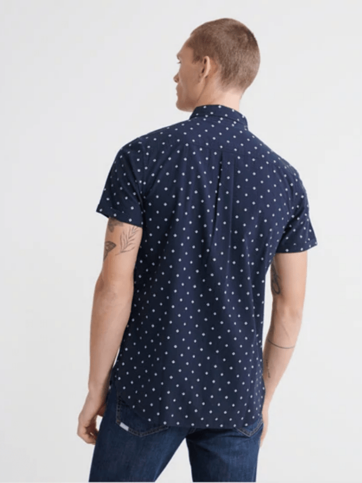 Mørkeblå Kortærmet Mønstret Superdry Skjorte S Superdry