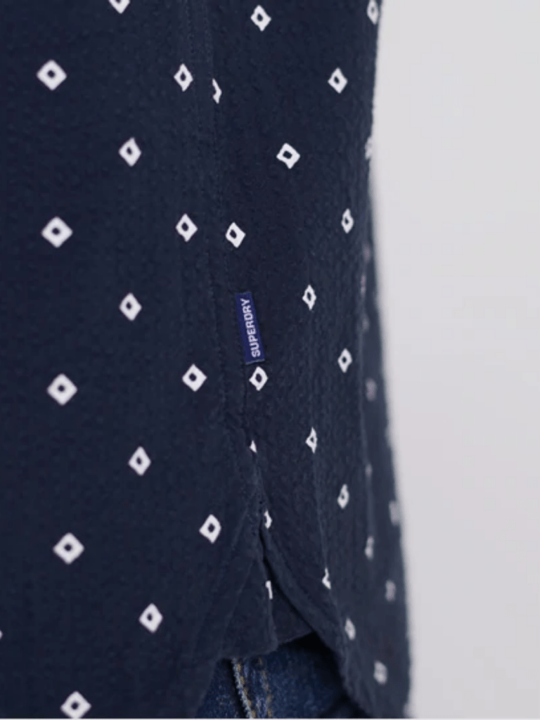 Mørkeblå Kortærmet Mønstret Superdry Skjorte S Superdry