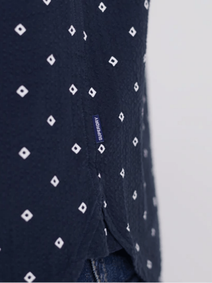 Mørkeblå Kortærmet Mønstret Superdry Skjorte S Superdry