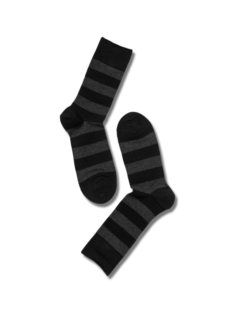 Mørkegrå stribet Note Bambus Sok 41 - 45 Note