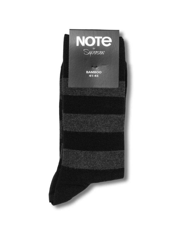 Mørkegrå stribet Note Bambus Sok 41 - 45 Note