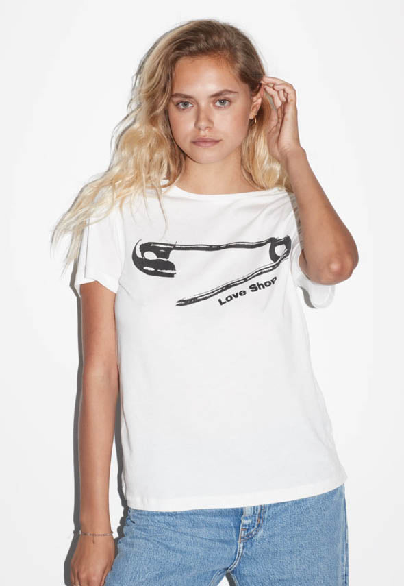 Hvid Icôn Love Shop ”Det Løse Liv” Dame T-shirt