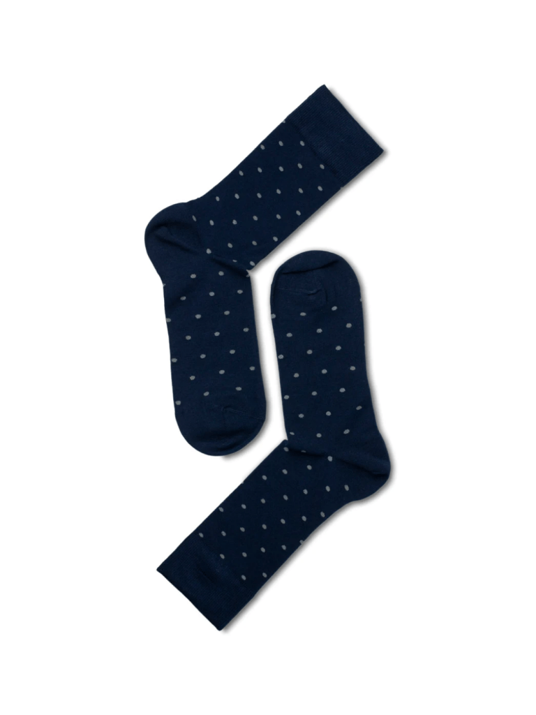 Prikket Mørkeblå Note Bambus Sok 41 - 45 Note