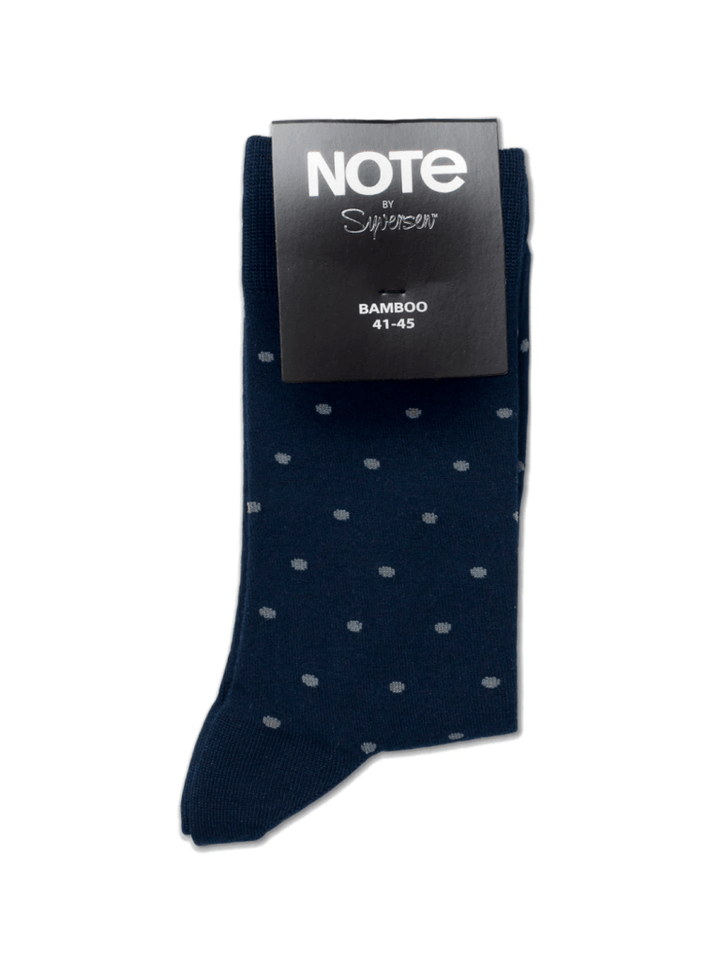 Prikket Mørkeblå Note Bambus Sok 41 - 45 Note