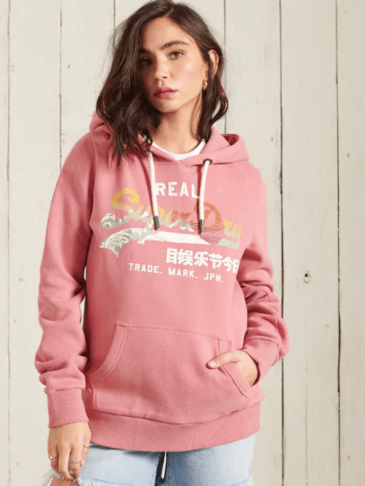 Rosa Farvet Superdry Vintage Hættetrøje XXS Superdry
