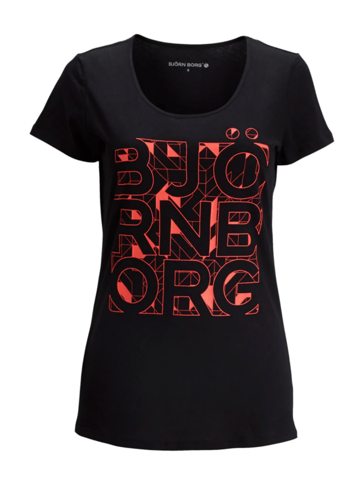 Sort Björn Borg dame T-shirt med pink logo XS Björn Borg