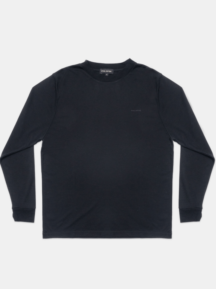 Sort Langærmet Palapse Lyocell Herre T-Shirt XS Palapse