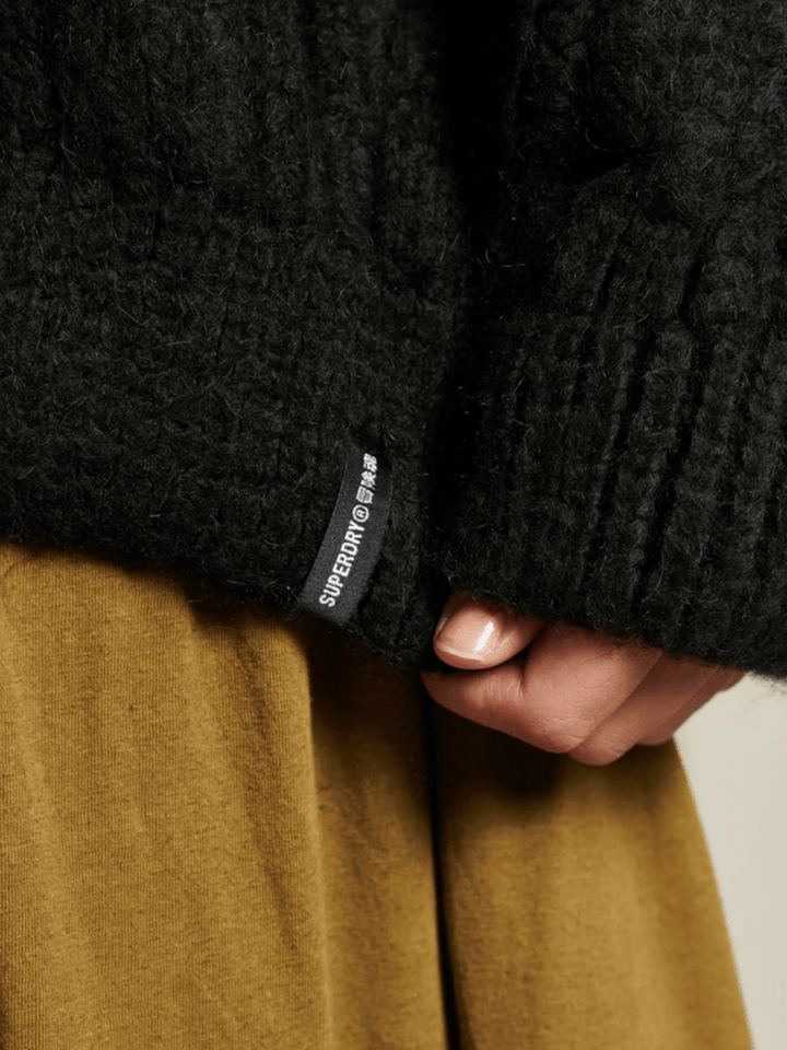 Sort Oversized Superdry Cardigan I Kabelstrik S/10 Superdry