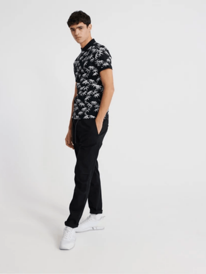 Sort Superdry Herre Polo Med Palmemotiv S Superdry