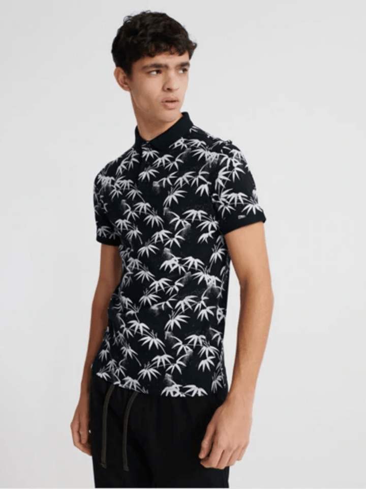Sort Superdry Herre Polo Med Palmemotiv S Superdry