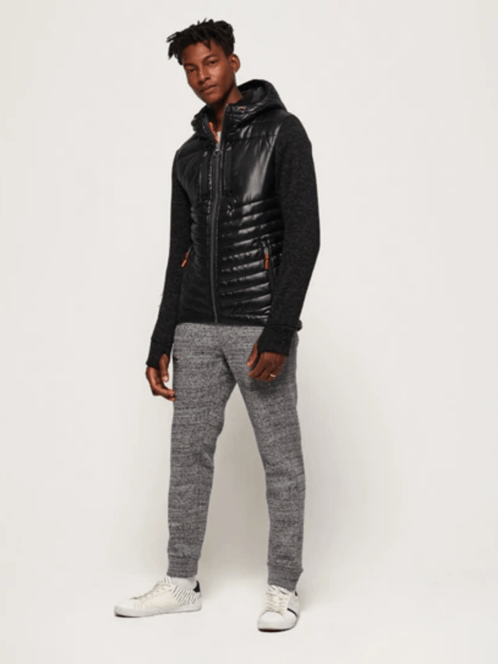 Sort Superdry Storm Hybrid jakke med strikkede ærmer XS Superdry