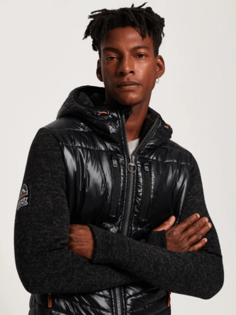 Sort Superdry Storm Hybrid jakke med strikkede ærmer XS Superdry