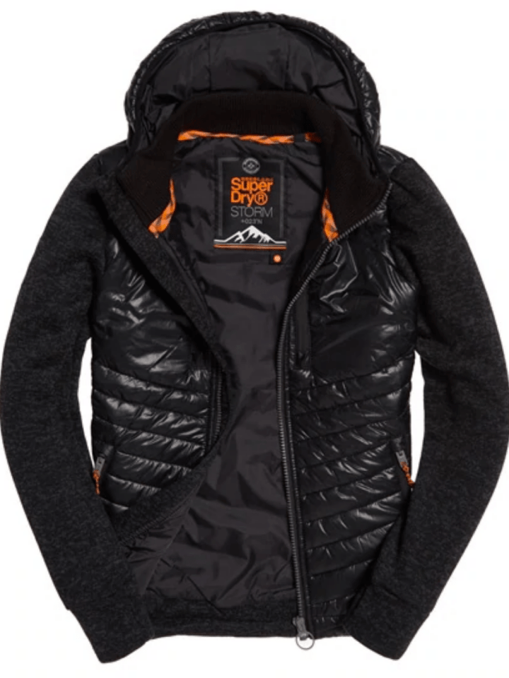 Sort Superdry Storm Hybrid jakke med strikkede ærmer XS Superdry