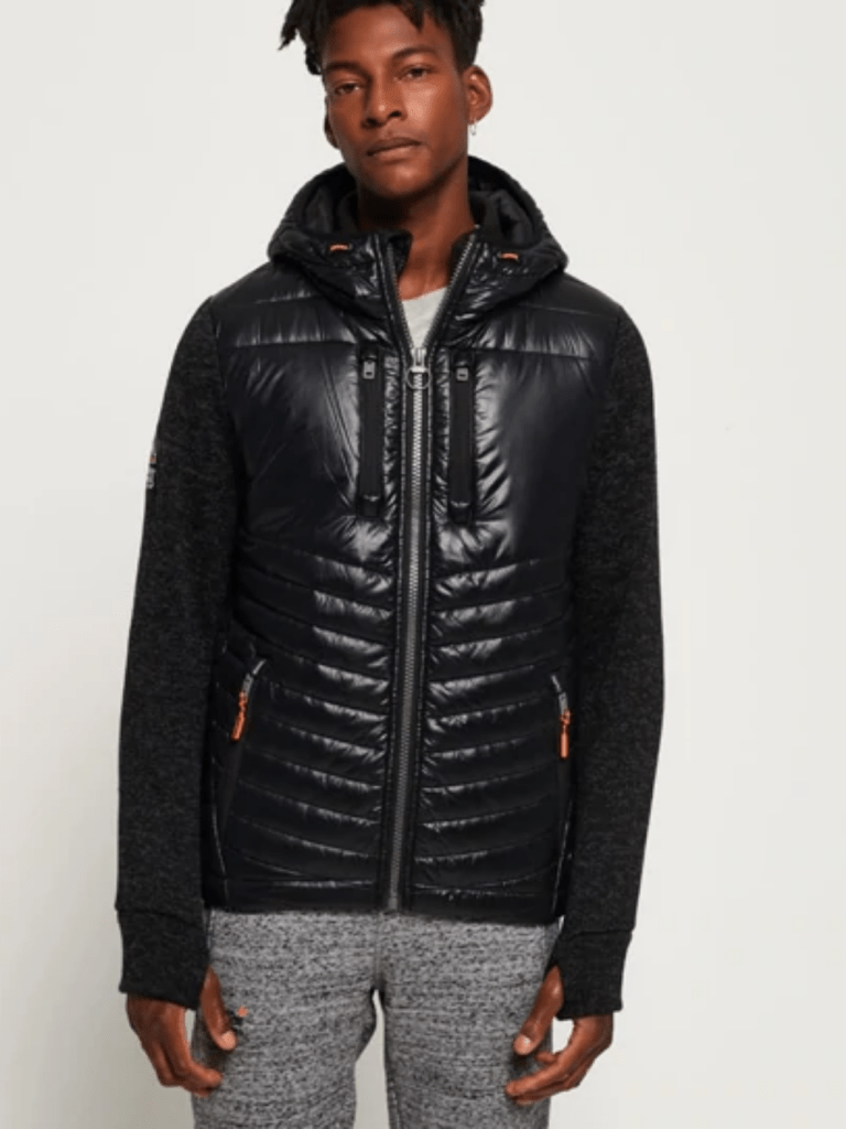 Sort Superdry Storm Hybrid jakke med strikkede ærmer XS Superdry