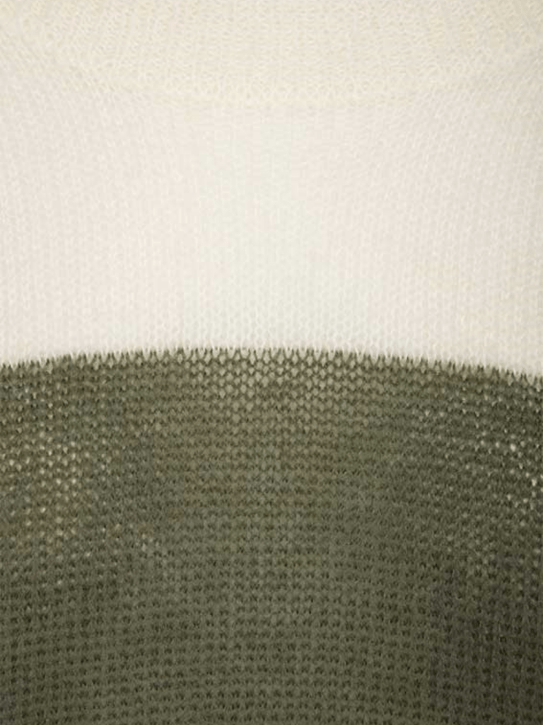 Tofarvet Månestråle Mohair strik i Army - Sand 0 Månestråle